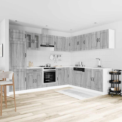 Set Mobili da Cucina 14 pz Kalmar Grigio Sonoma in Truciolato