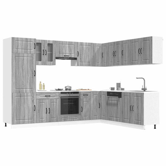 Set Mobili da Cucina 14 pz Kalmar Grigio Sonoma in Truciolato