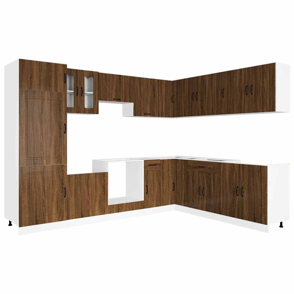 Set Mobili da Cucina 14 pz Kalmar Rovere Marrone in Truciolato | homemem39