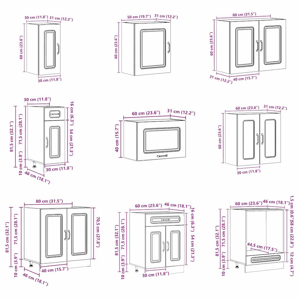 Set Mobili da Cucina 14 pz Kalmar Rovere Marrone in Truciolato | homemem39