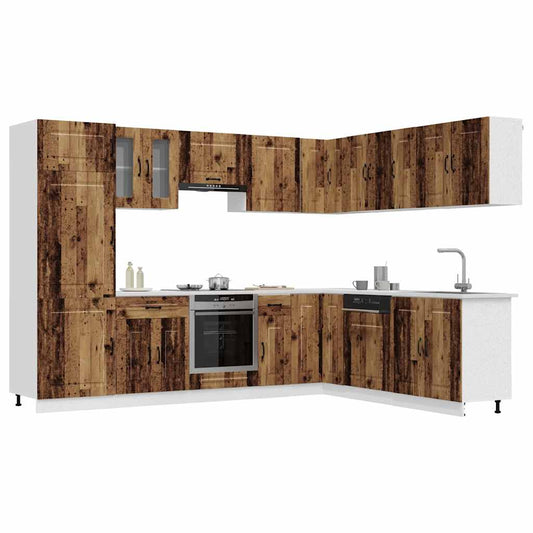 Set Mobili da Cucina 14 pz Kalmar Legno Vecchio in Truciolato