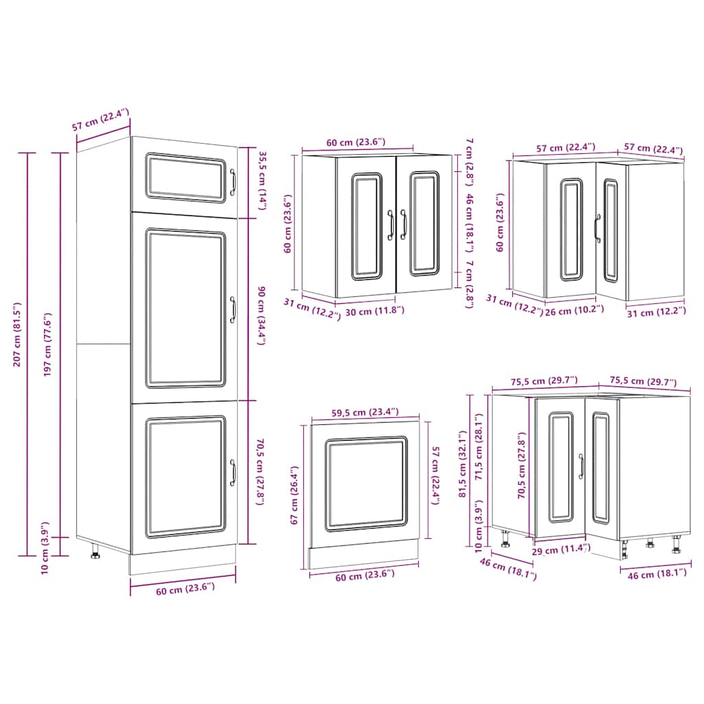 Set Mobili da Cucina 14 pz Kalmar Rovere Artigianale Truciolato | homemem39
