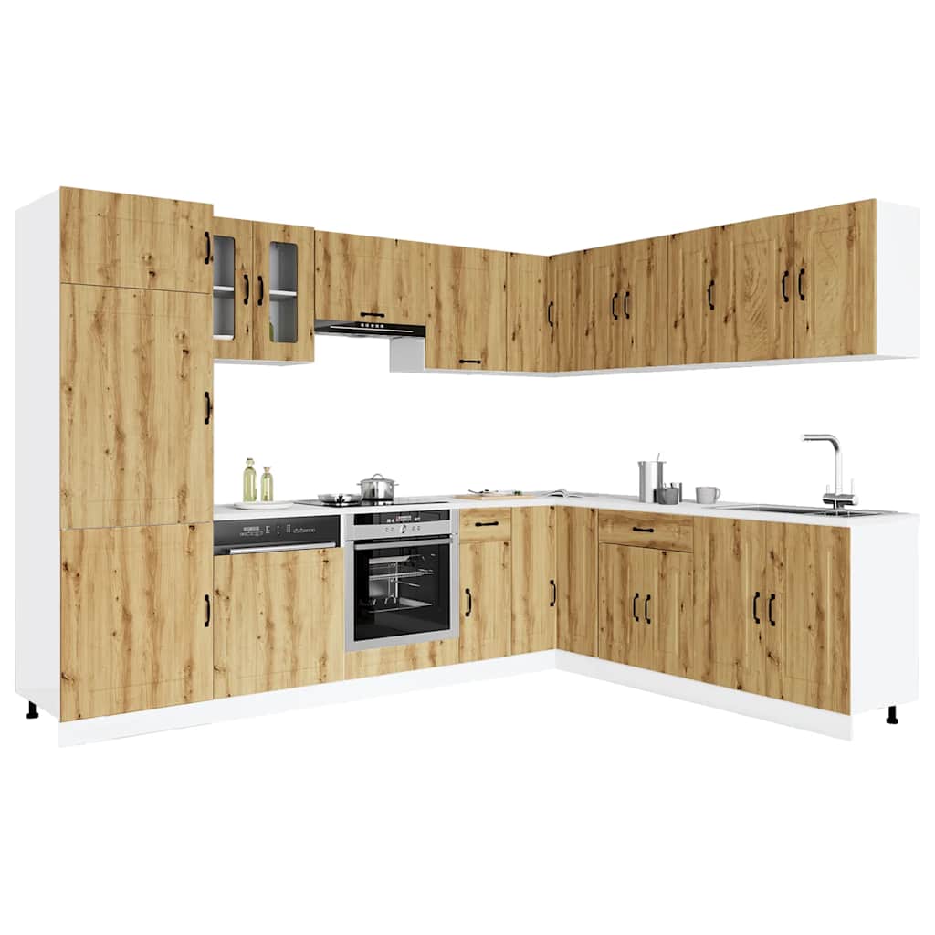 Set Mobili da Cucina 14 pz Kalmar Rovere Artigianale Truciolato | homemem39