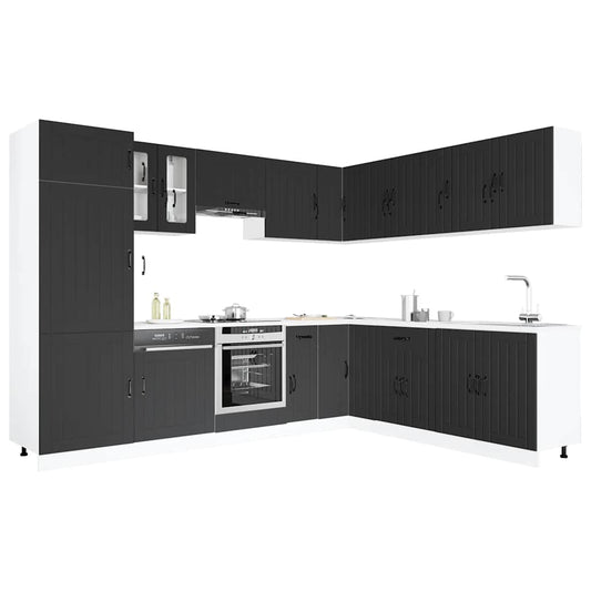 Set Mobili da Cucina 14 pz Lucca Neri Legno Multistrato | homemem39