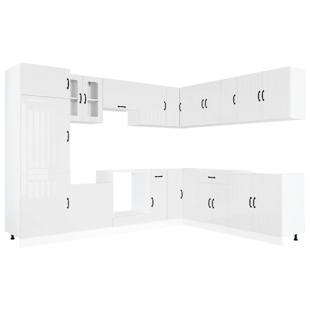 Set Mobili da Cucina 14 pz Lucca Bianchi Lucido in Truciolato | homemem39