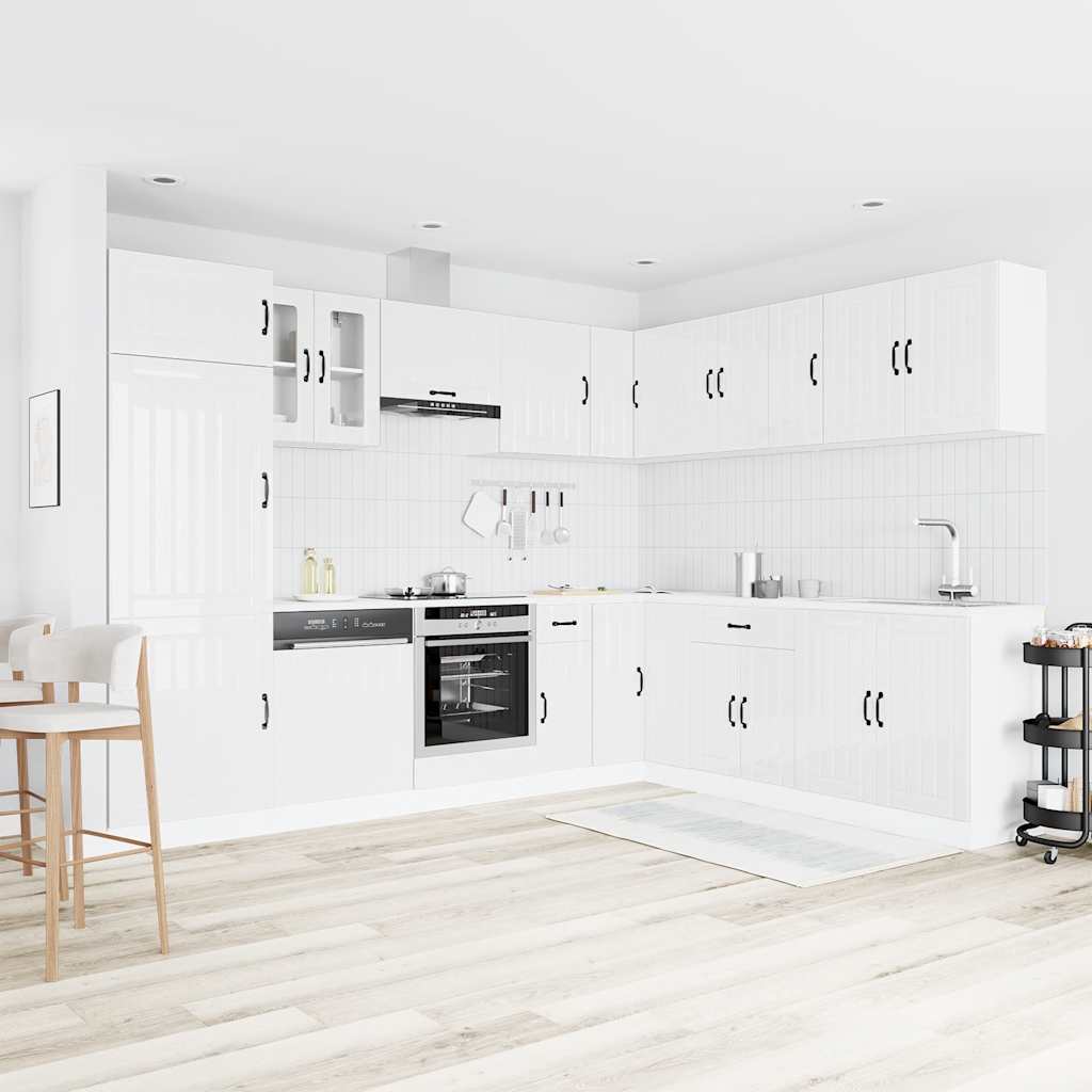 Set Mobili da Cucina 14 pz Lucca Bianchi Lucido in Truciolato | homemem39