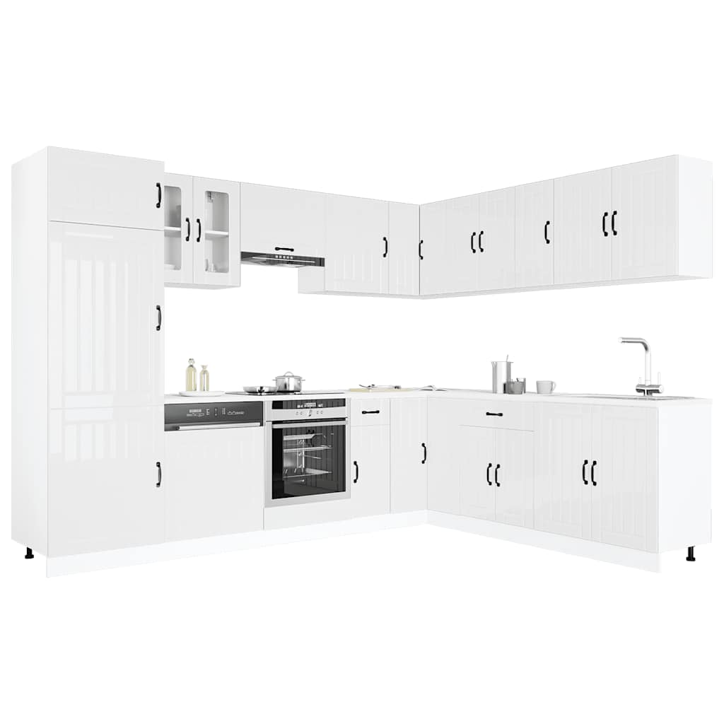 Set Mobili da Cucina 14 pz Lucca Bianchi Lucido in Truciolato | homemem39