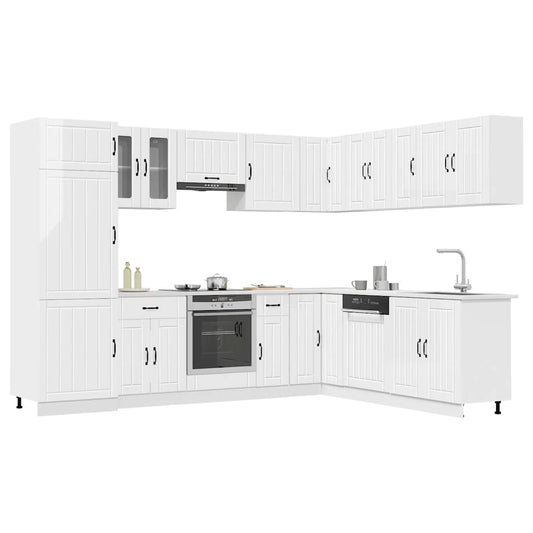 Set Mobili da Cucina 14 pz Lucca Bianchi Lucido in Truciolato