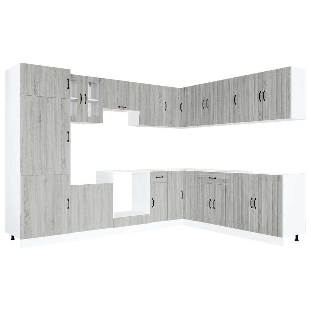 Set Mobili da Cucina 14 pz Lucca Grigio Sonoma in Truciolato | homemem39