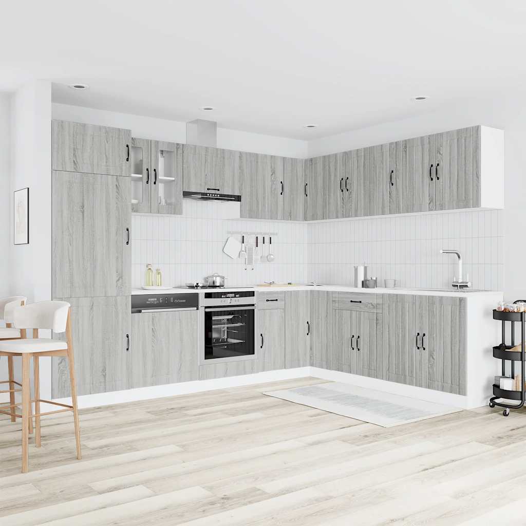 Set Mobili da Cucina 14 pz Lucca Grigio Sonoma in Truciolato | homemem39