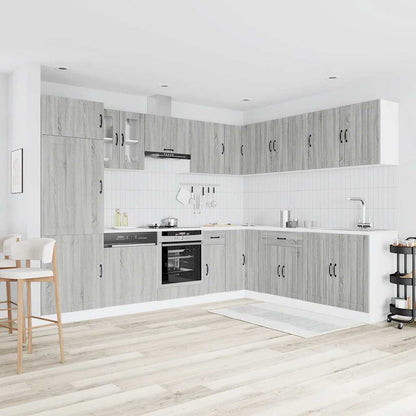 Set Mobili da Cucina 14 pz Lucca Grigio Sonoma in Truciolato | homemem39