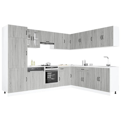 Set Mobili da Cucina 14 pz Lucca Grigio Sonoma in Truciolato | homemem39