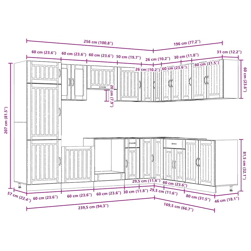 Set Mobili da Cucina 14 pz Lucca Rovere Artigianale Truciolato | homemem39