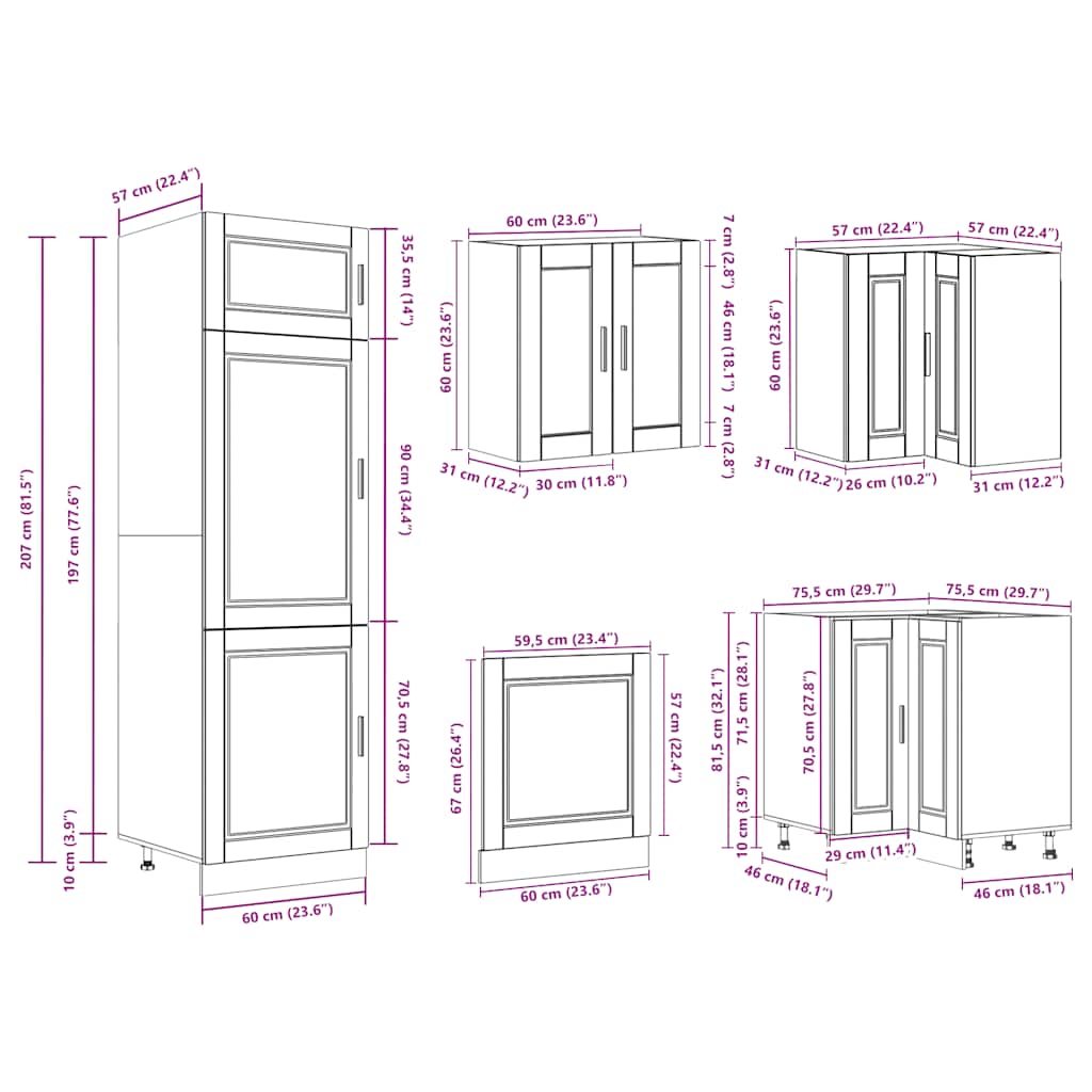 Set Mobili da Cucina 14 pz Porto Neri Legno Multistrato | homemem39