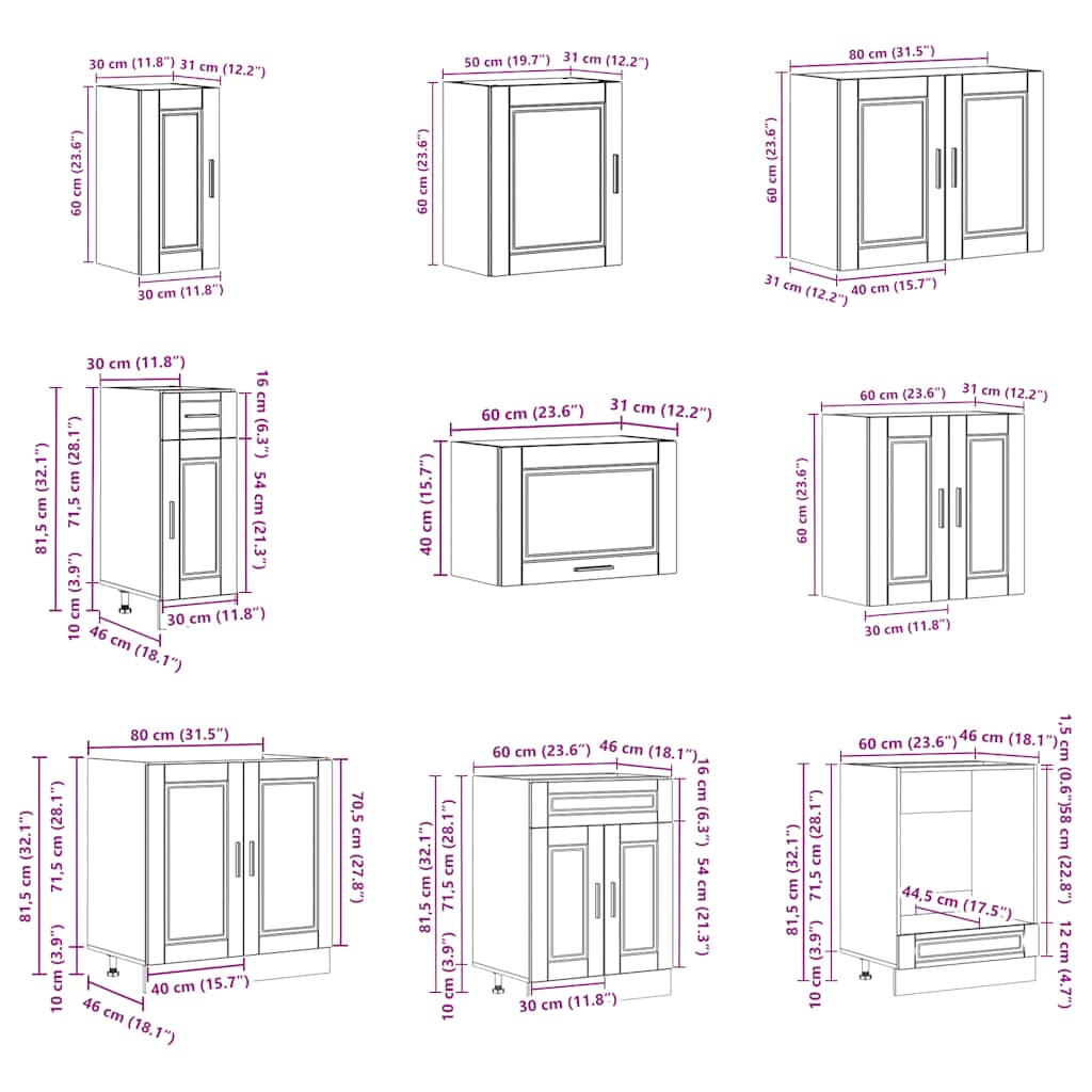 Set Mobili da Cucina 14 pz Porto Rovere Fumo in Truciolato - homemem39