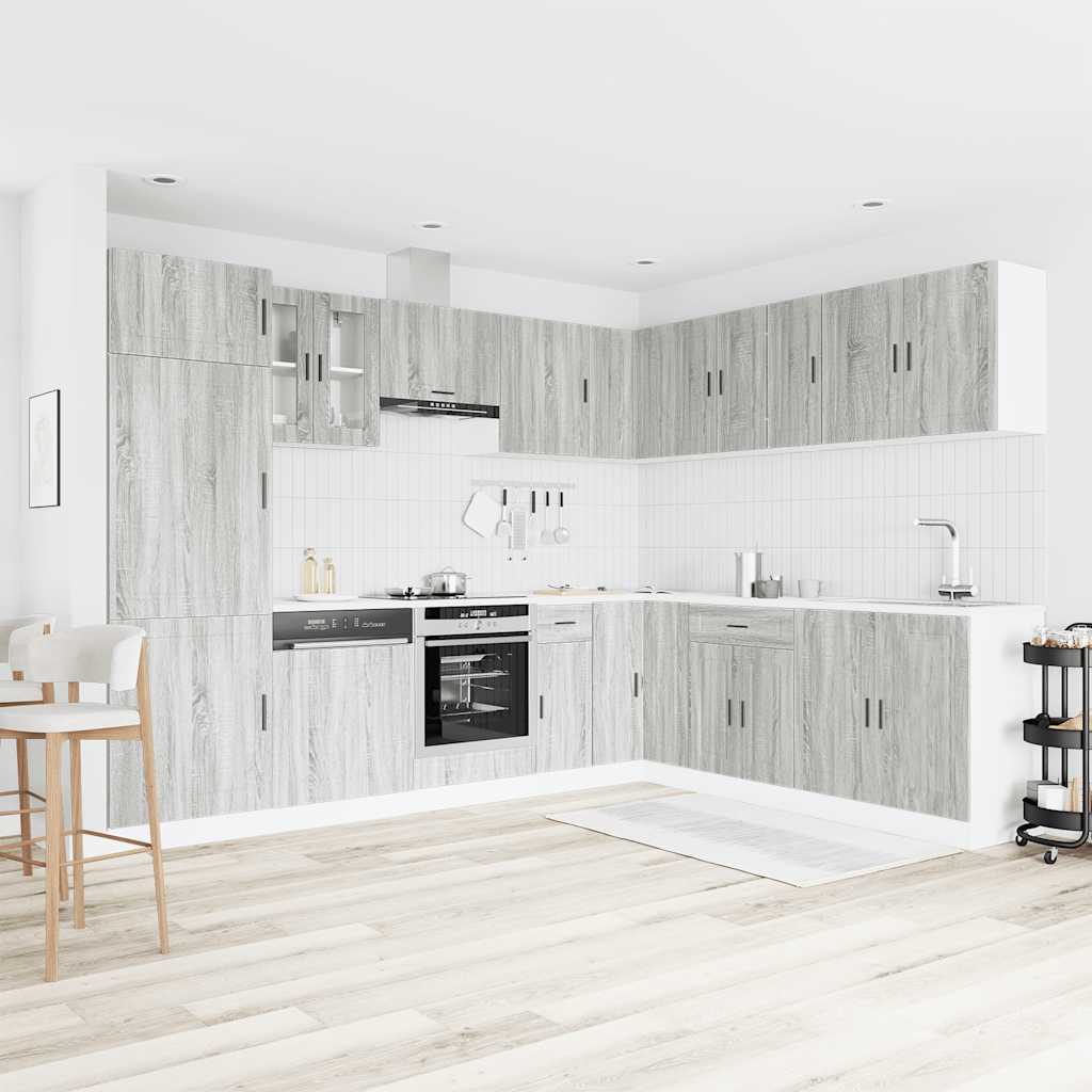 Set Mobili da Cucina 14 pz Porto Grigio Sonoma in Truciolato | homemem39