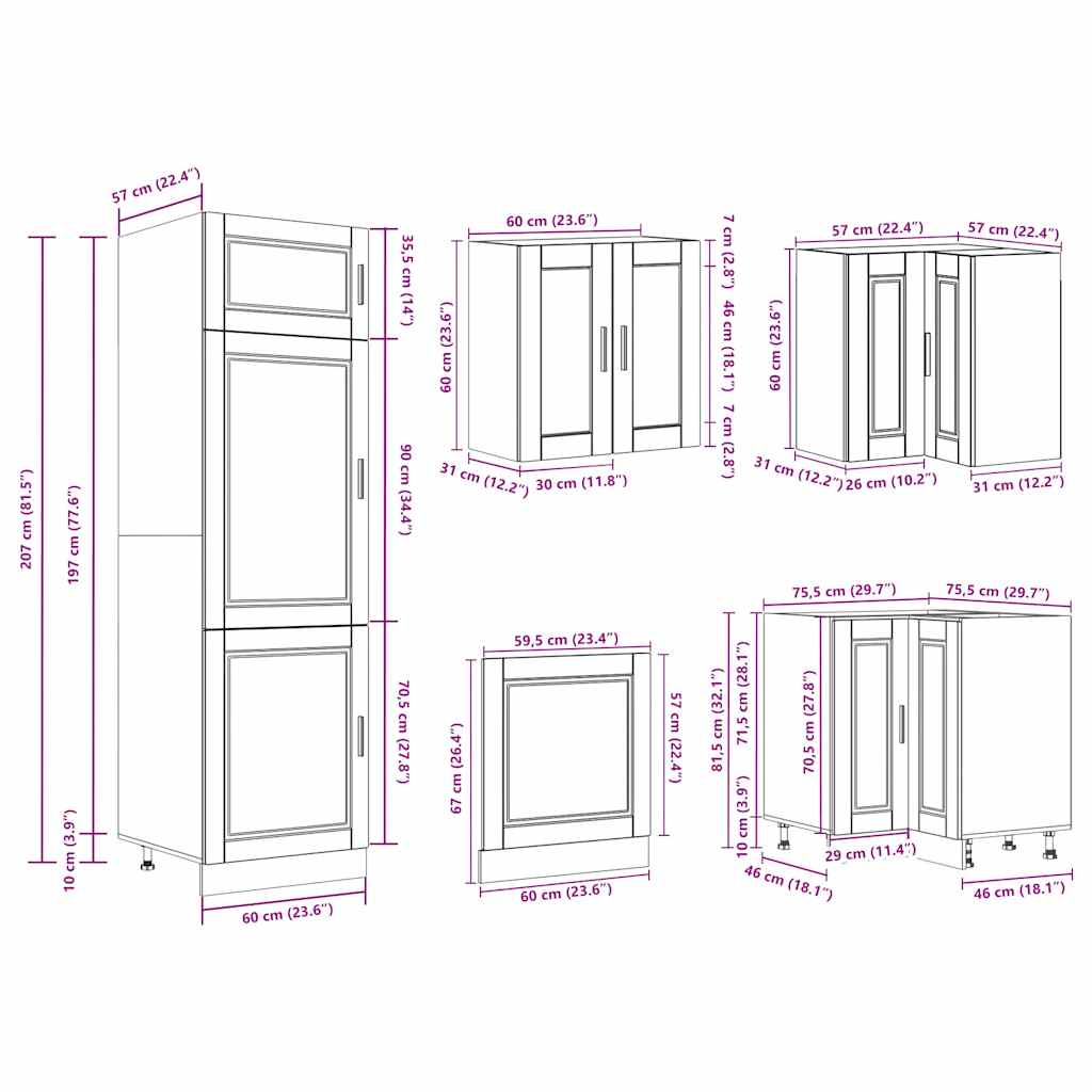 Set Mobili da Cucina 14 pz Porto Rovere Marrone in Truciolato | homemem39