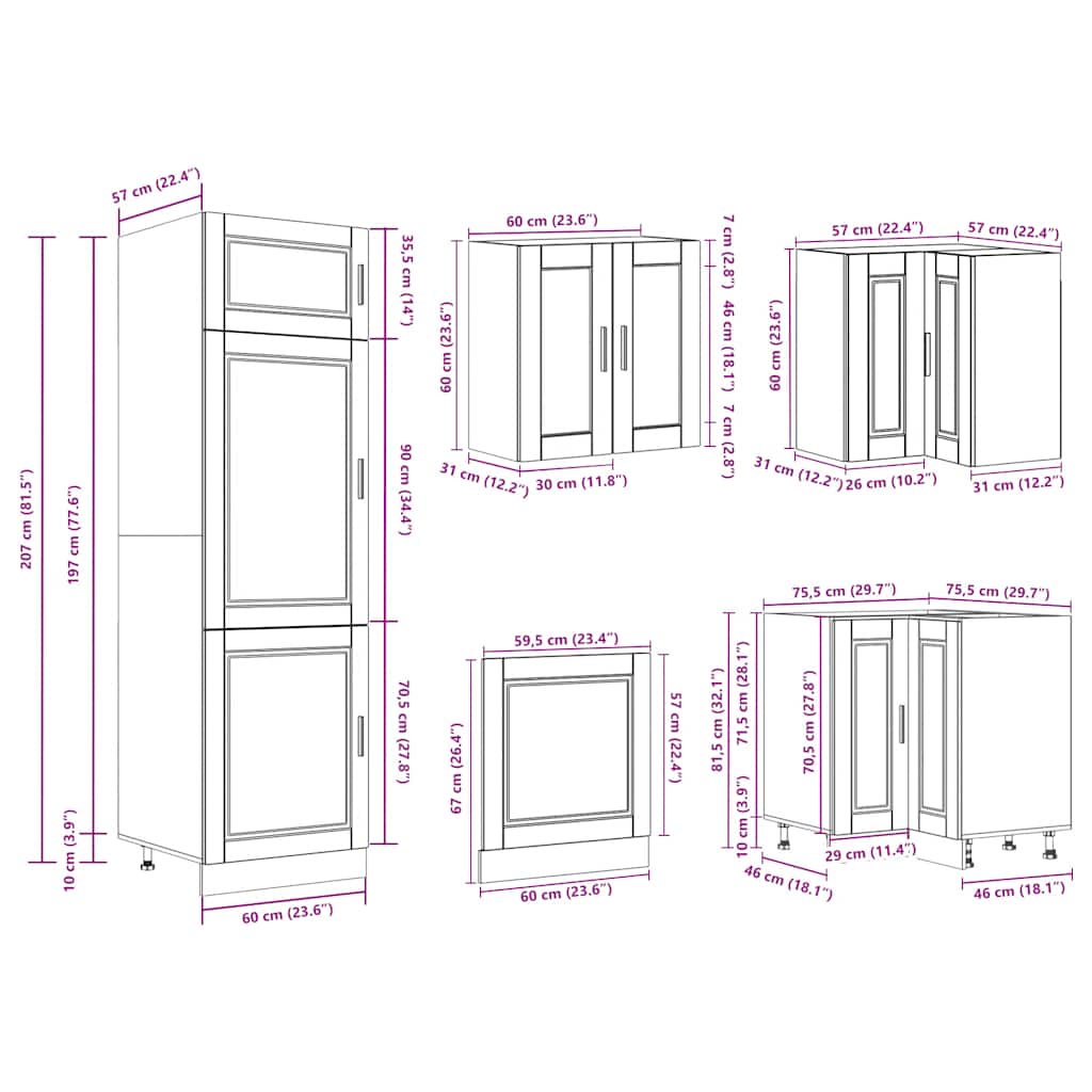 Set Mobili da Cucina 14 pz Porto Legno Antico in Truciolato | homemem39