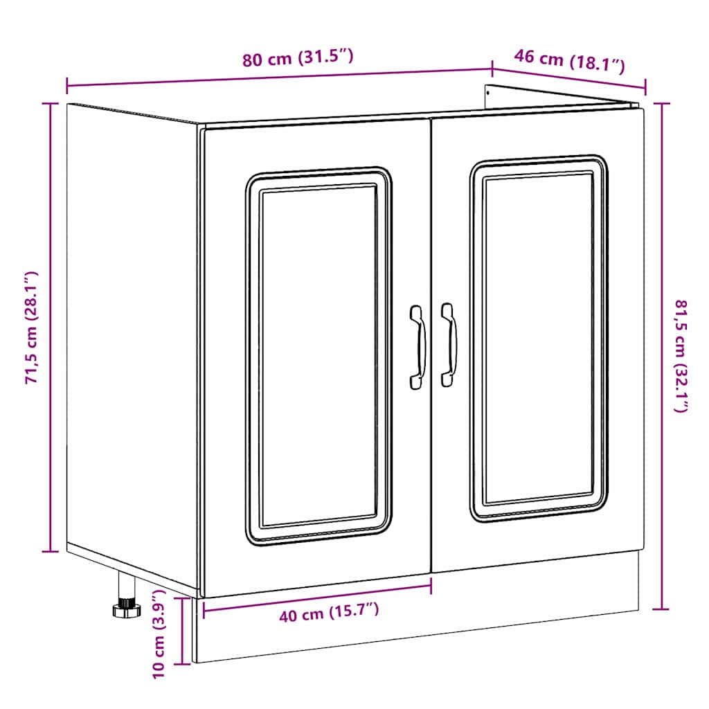 Mobile da cucina Kalmar Rovere artigianale 80 x 46 x 81,5 cm | homemem39