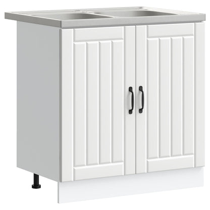Mobiletto per lavabo Lucca 2 pcs Bianco Legno multistrato | homemem39