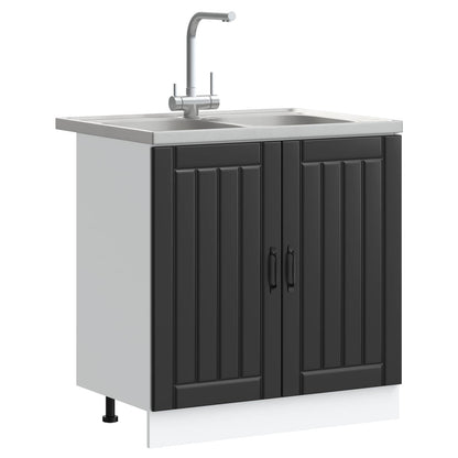 Mobiletto per lavabo Lucca 2 pcs Nero Legno multistrato | homemem39