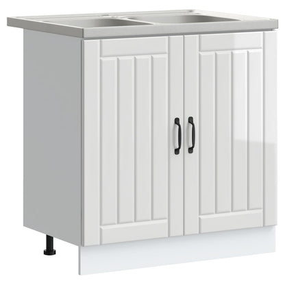 Mobiletto per lavabo con porta Lucca 2 pcs Bianco Lucido | homemem39