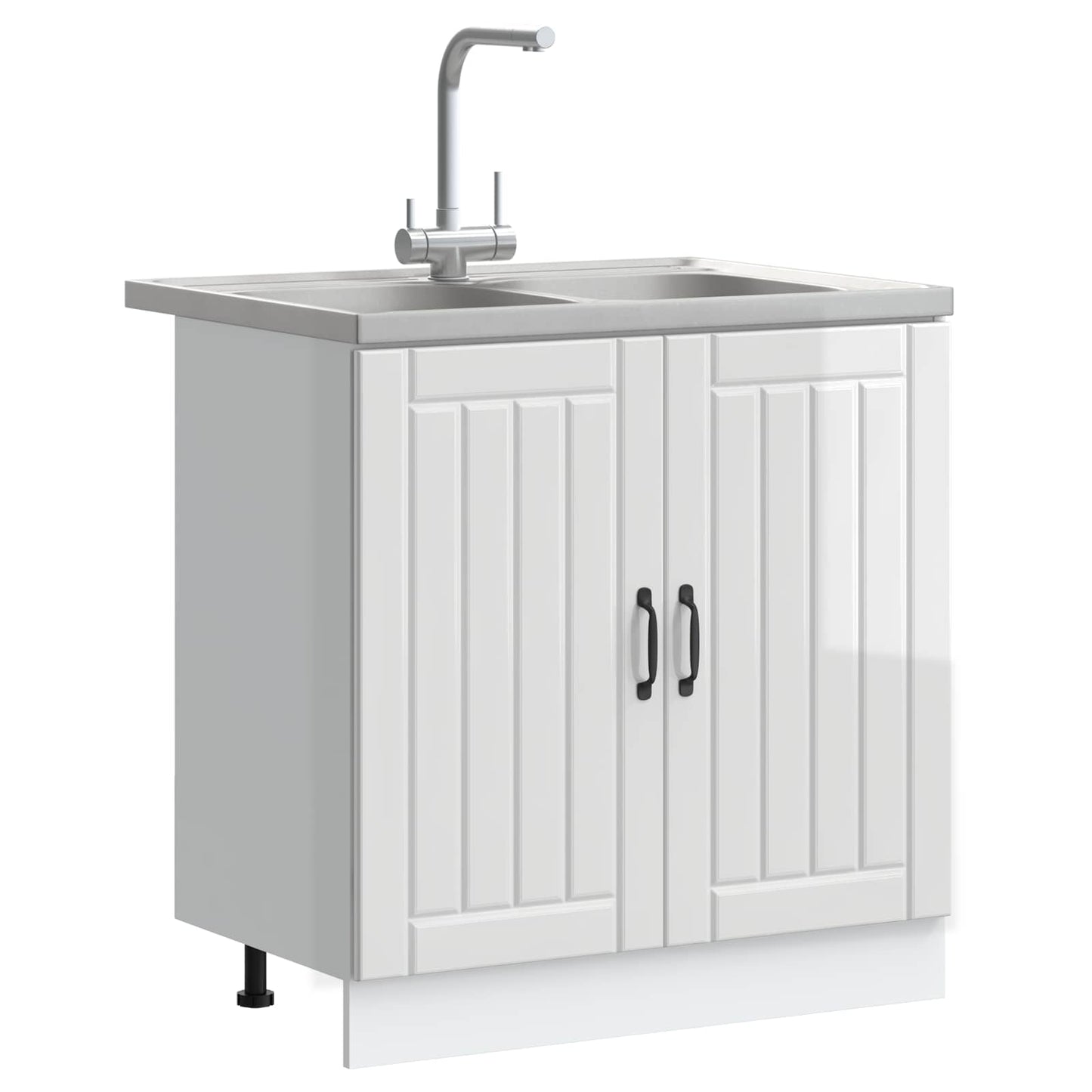 Mobiletto per lavabo con porta Lucca 2 pcs Bianco Lucido | homemem39