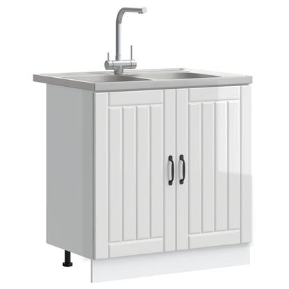 Mobiletto per lavabo con porta Lucca 2 pcs Bianco Lucido | homemem39