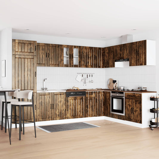 Mobiletto per lavabo Lucca 2 pcs Rovere fumé Legno multistrato | homemem39