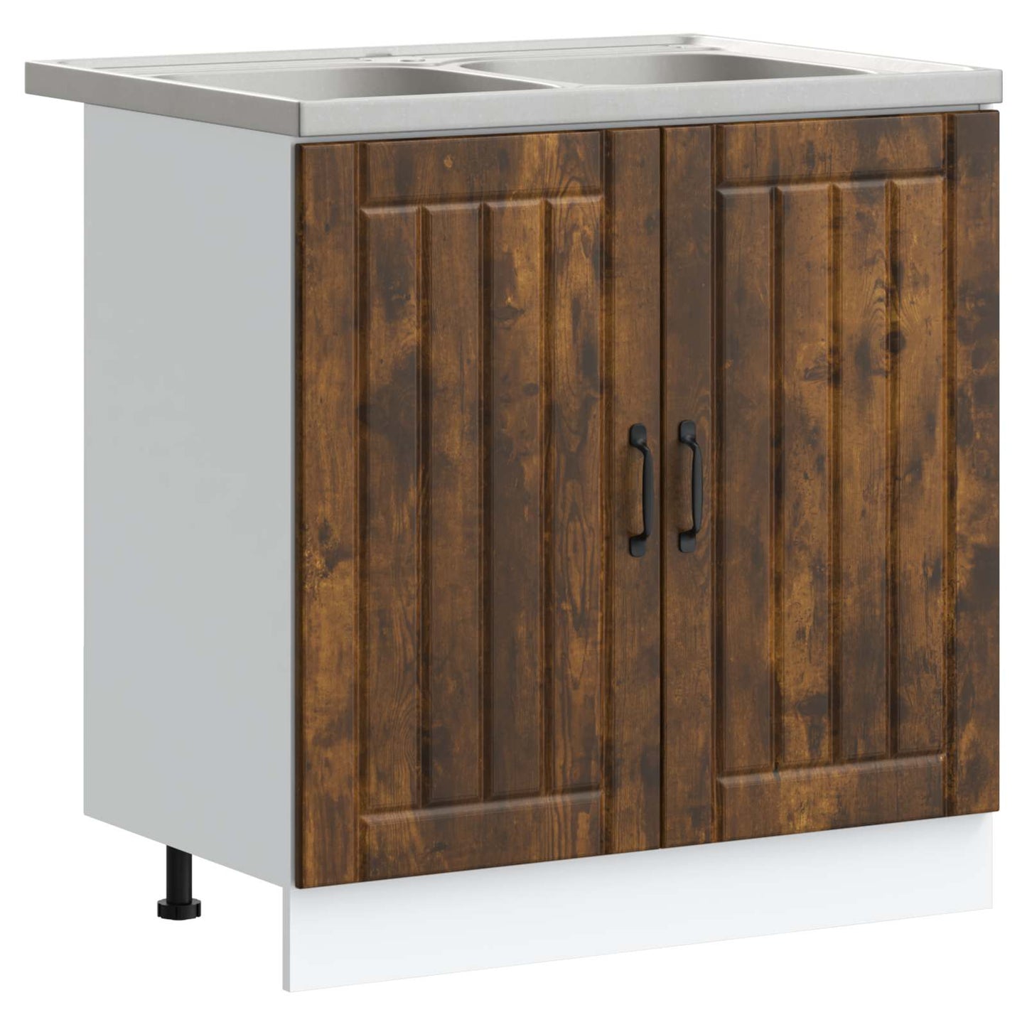 Mobiletto per lavabo Lucca 2 pcs Rovere fumé Legno multistrato | homemem39
