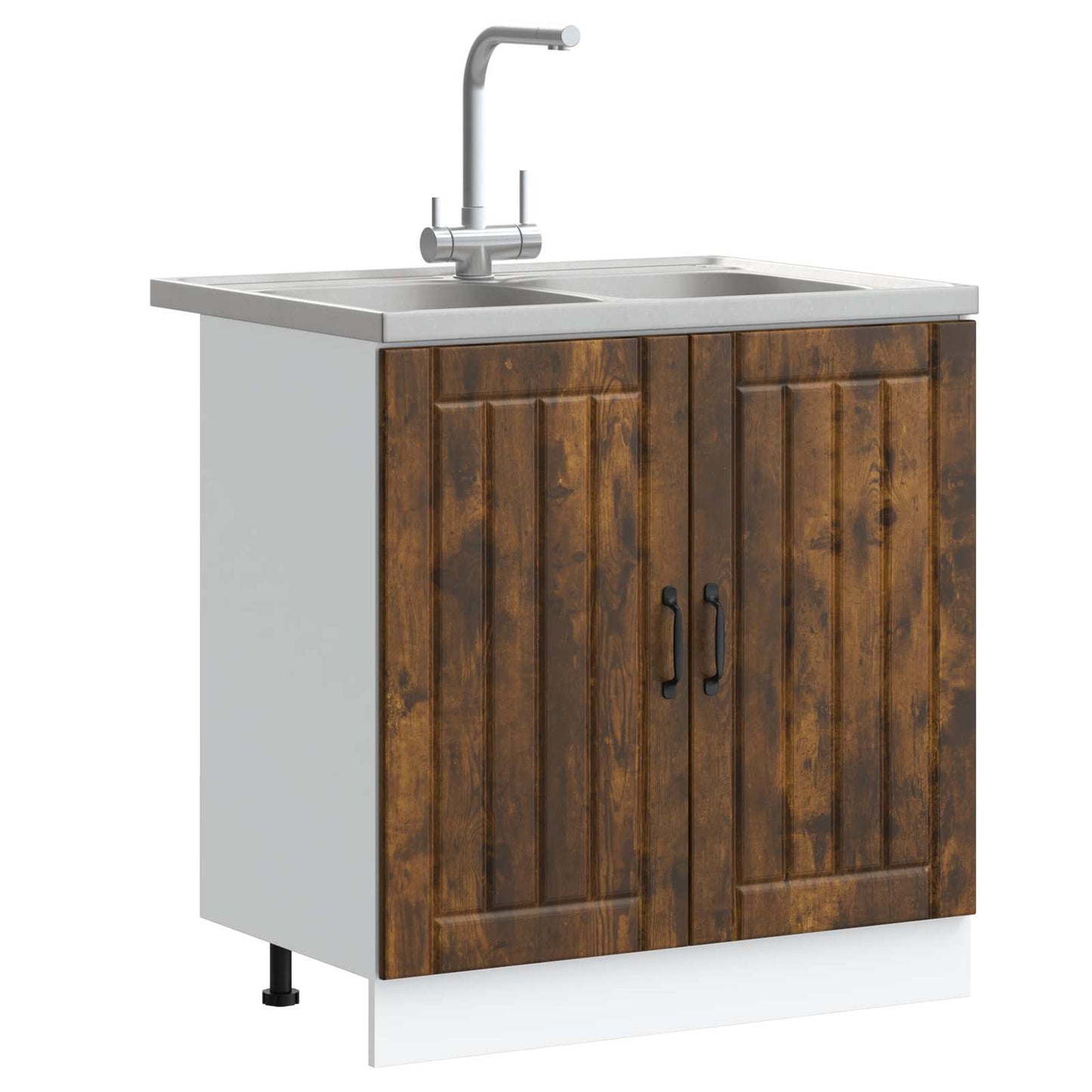 Mobiletto per lavabo Lucca 2 pcs Rovere fumé Legno multistrato | homemem39