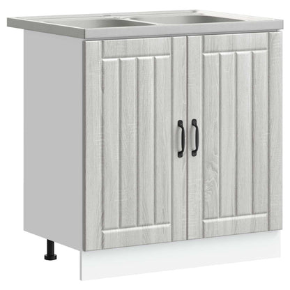 Mobiletto per lavabo con porta Lucca 2 pcs Grigio Sonoma | homemem39