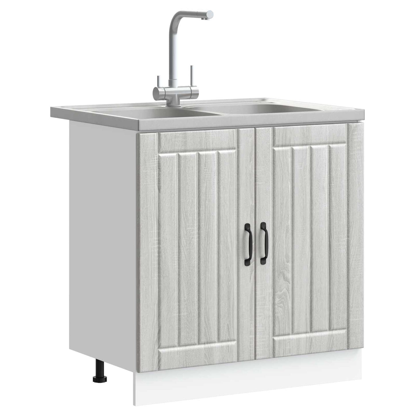Mobiletto per lavabo con porta Lucca 2 pcs Grigio Sonoma | homemem39