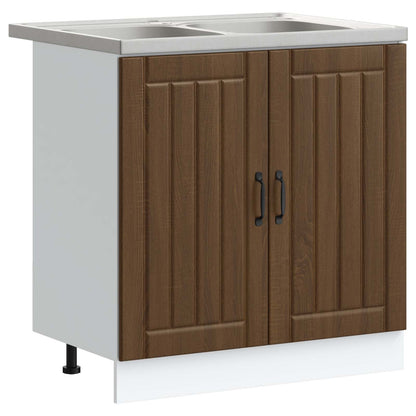 Mobiletto per lavabo con porta Lucca 2 pcs Rovere Marrone | homemem39