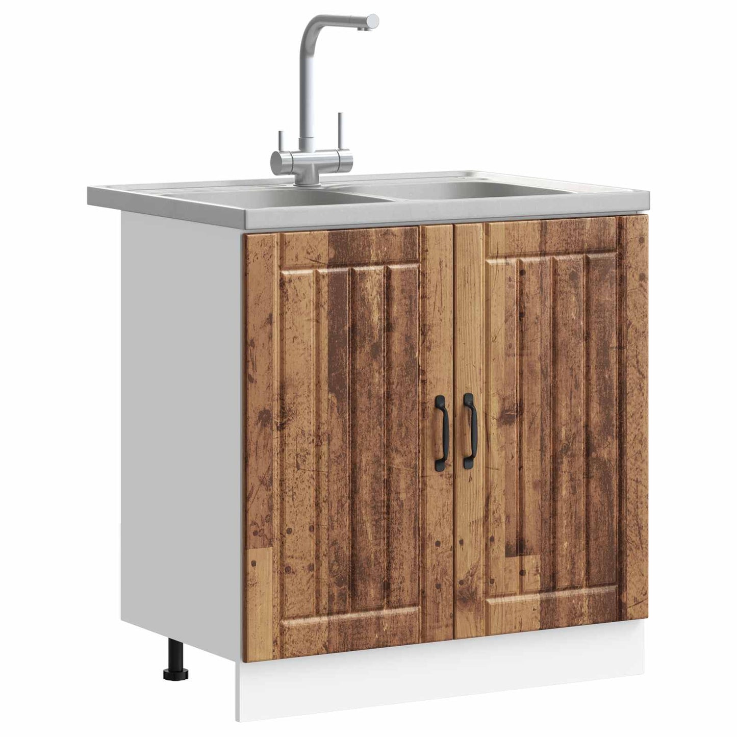 Mobiletto per lavabo con porta Lucca 2 pcs Legno vecchio | homemem39
