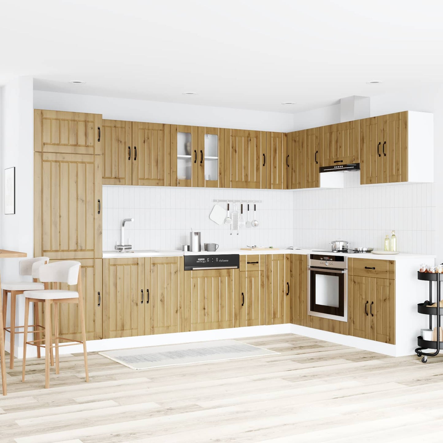 Mobiletto per lavabo con porta Lucca 2 pcs Rovere artigianale | homemem39
