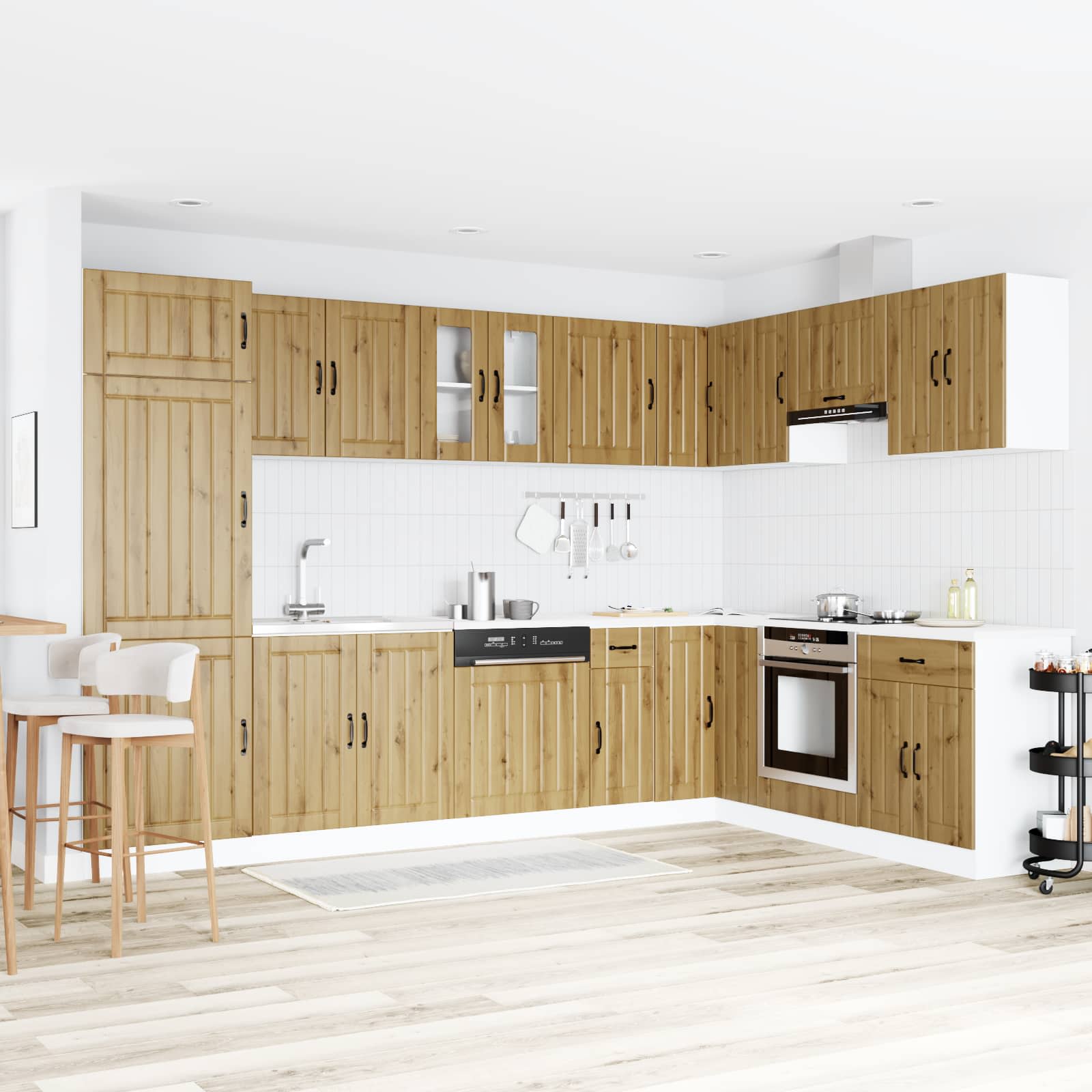 Mobiletto per lavabo con porta Lucca 2 pcs Rovere artigianale | homemem39
