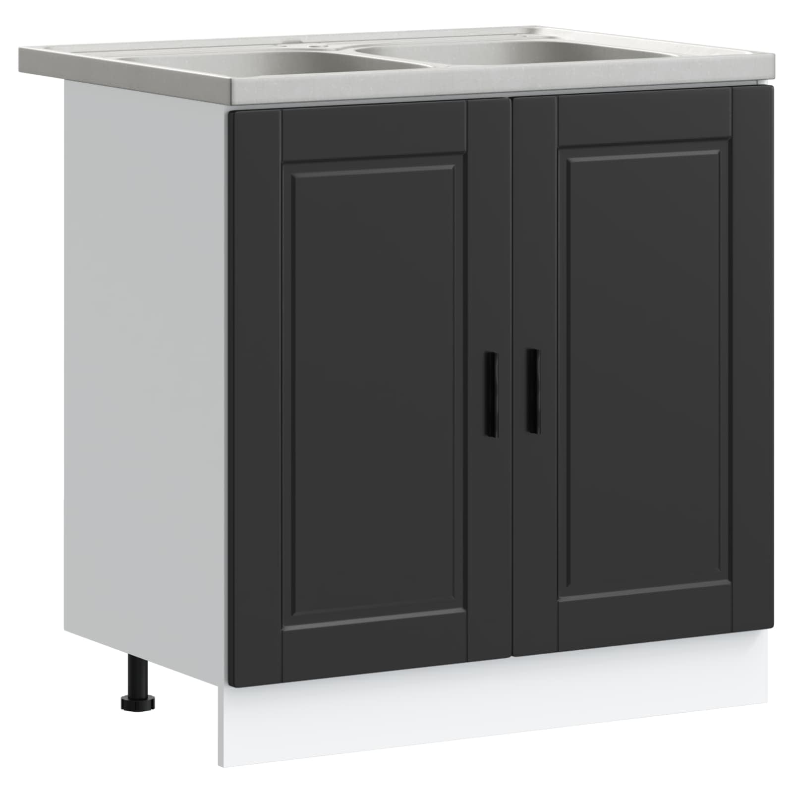Mobiletto per lavabo Porto 2 pcs Nero Legno multistrato | homemem39