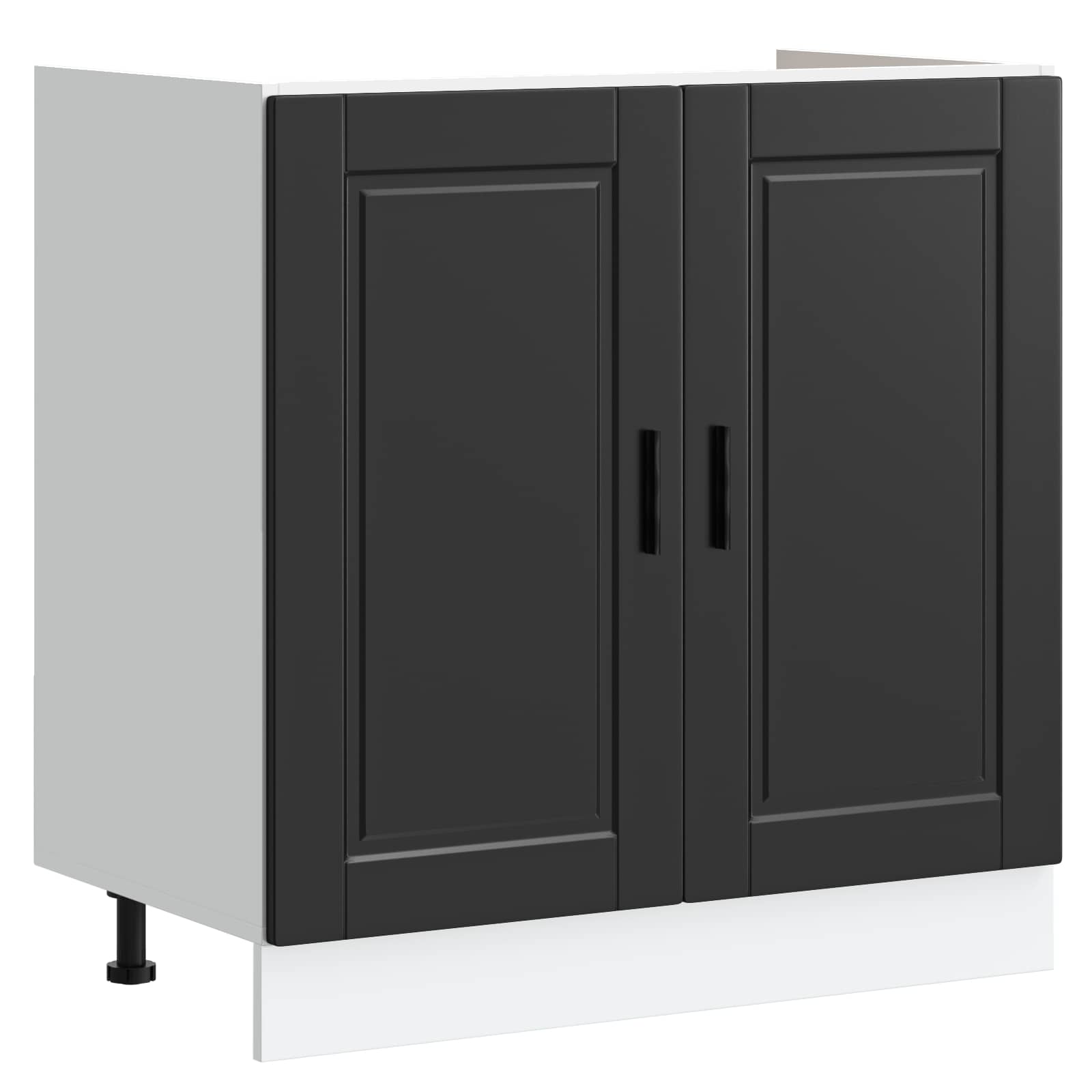 Mobiletto per lavabo Porto 2 pcs Nero Legno multistrato | homemem39