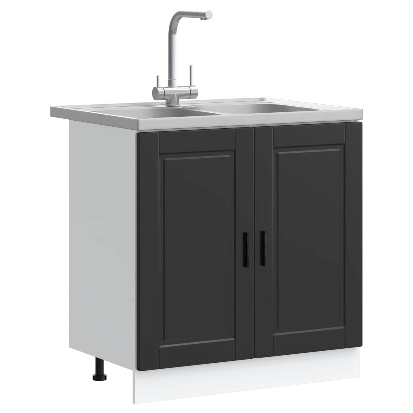 Mobiletto per lavabo Porto 2 pcs Nero Legno multistrato | homemem39