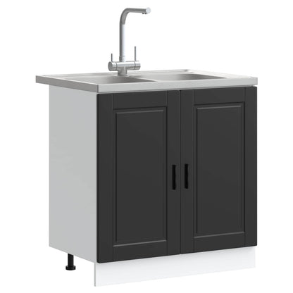 Mobiletto per lavabo Porto 2 pcs Nero Legno multistrato | homemem39