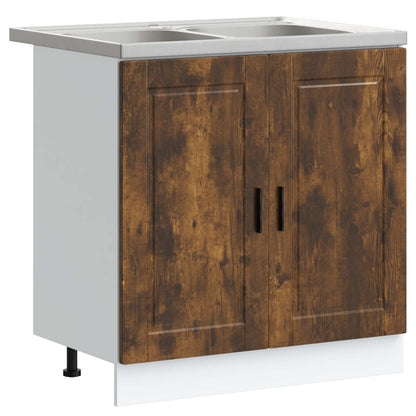 Mobiletto per lavabo Porto 2 pcs Marrone Legno multistrato