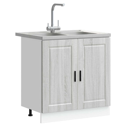 Mobiletto per lavabo Porto 2 pcs Grigio Legno multistrato