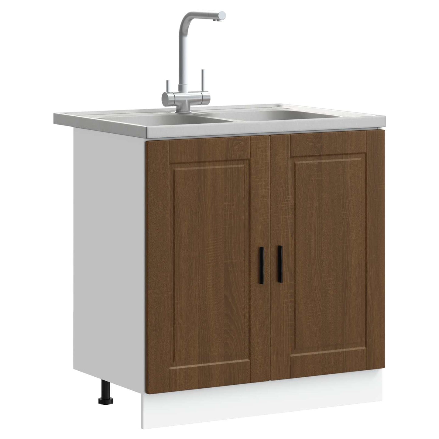 Mobiletto per lavabo Porto 2 pcs Marrone Legno multistrato