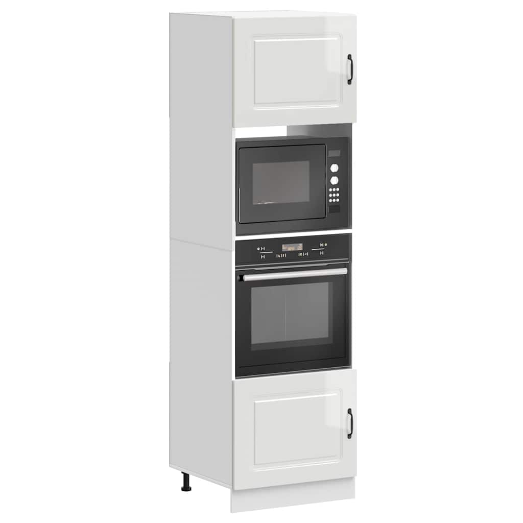 Armadi Forno 2 pz Kalmar Bianchi Lucido in Legno Multistrato | homemem39