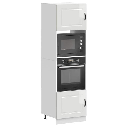 Armadi Forno 2 pz Kalmar Bianchi Lucido in Legno Multistrato | homemem39