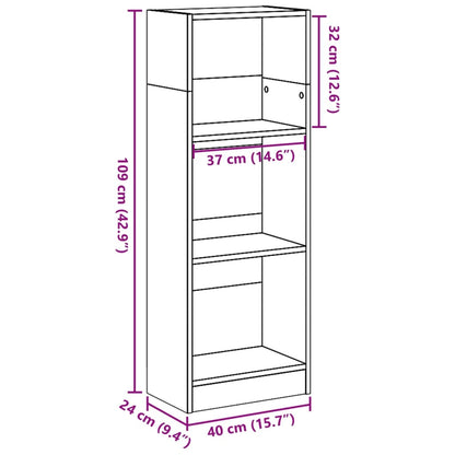 Libreria Nera 40x24x109 cm in Truciolato