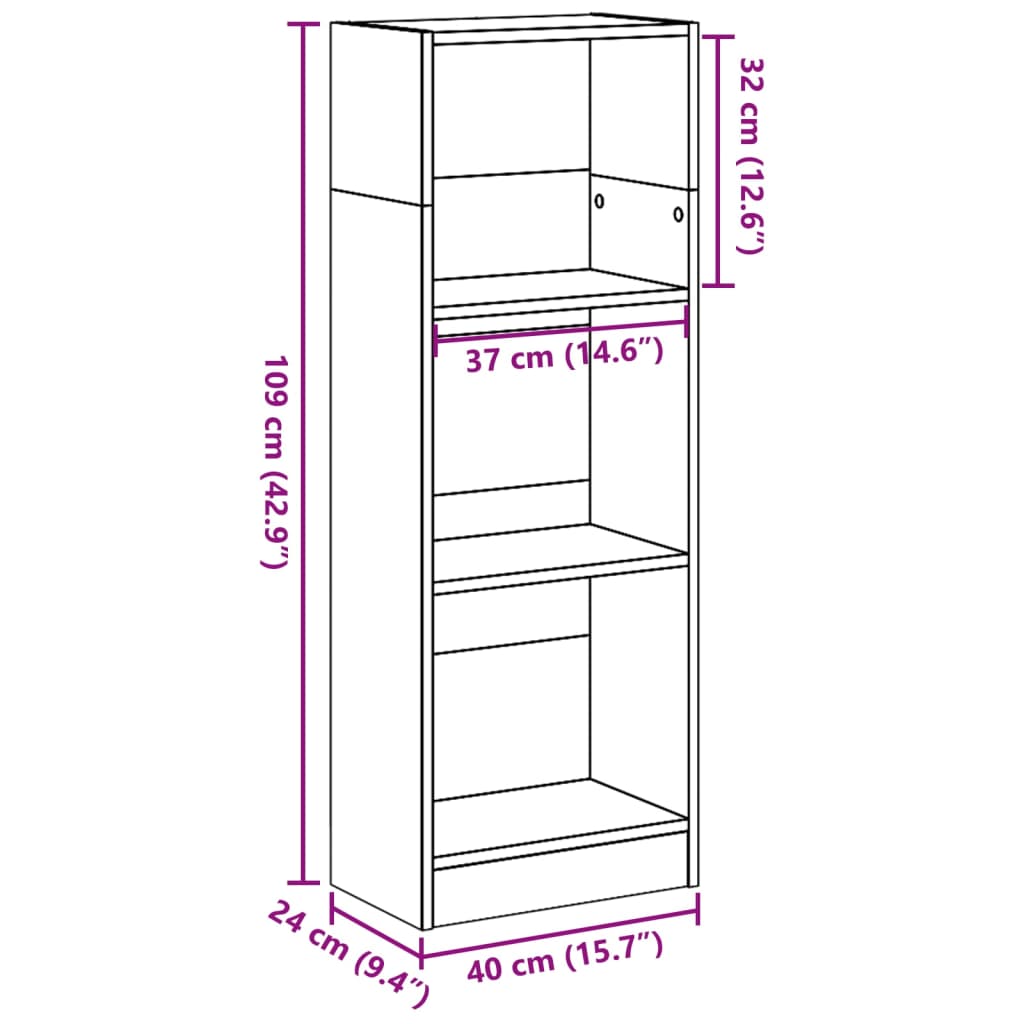 Libreria Legno Antico 40x24x109 cm in Truciolato