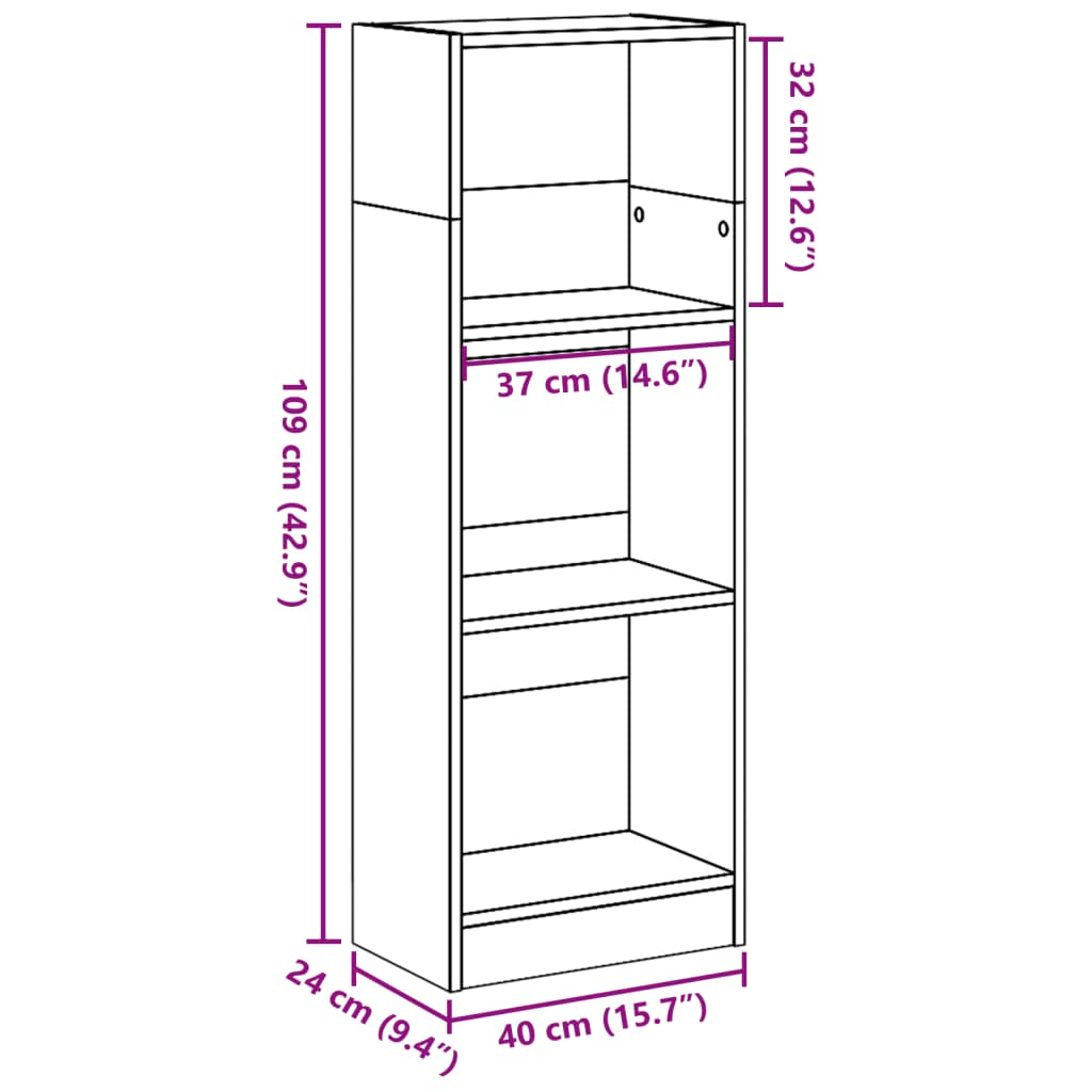 Libreria Rovere Artigianale 40x24x109 cm in Legno Multistrato