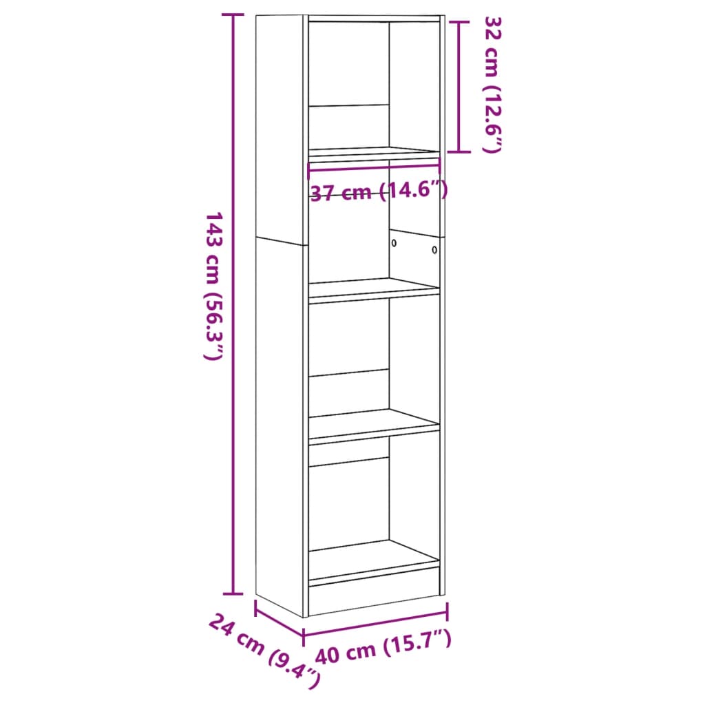 Libreria Bianca 40x24x143 cm in Truciolato